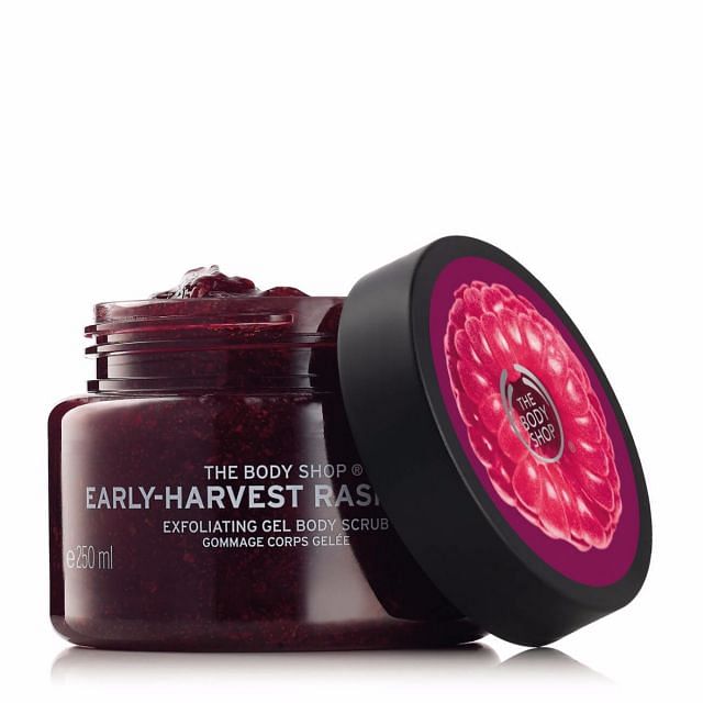 The Body Shop, Early-Harvest Raspberry Exfoliating Gel Body Scrub (Source: www.thebodyshop.in)