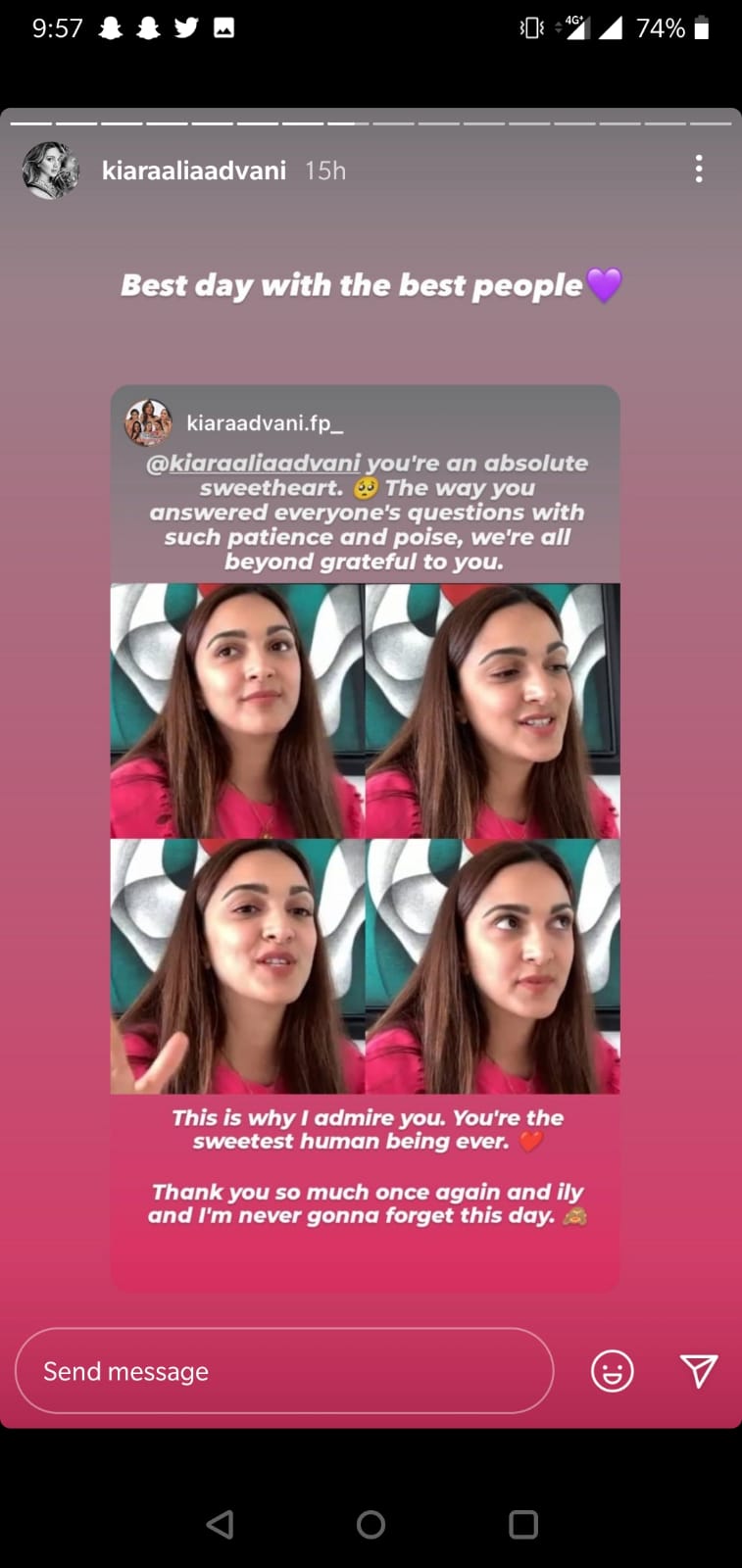 Kiara Advani's Instagram Stories