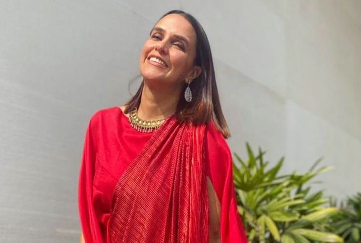 Neha Dhupia Styled Her Saree With The Most Unexpected Blouse & We Love It!