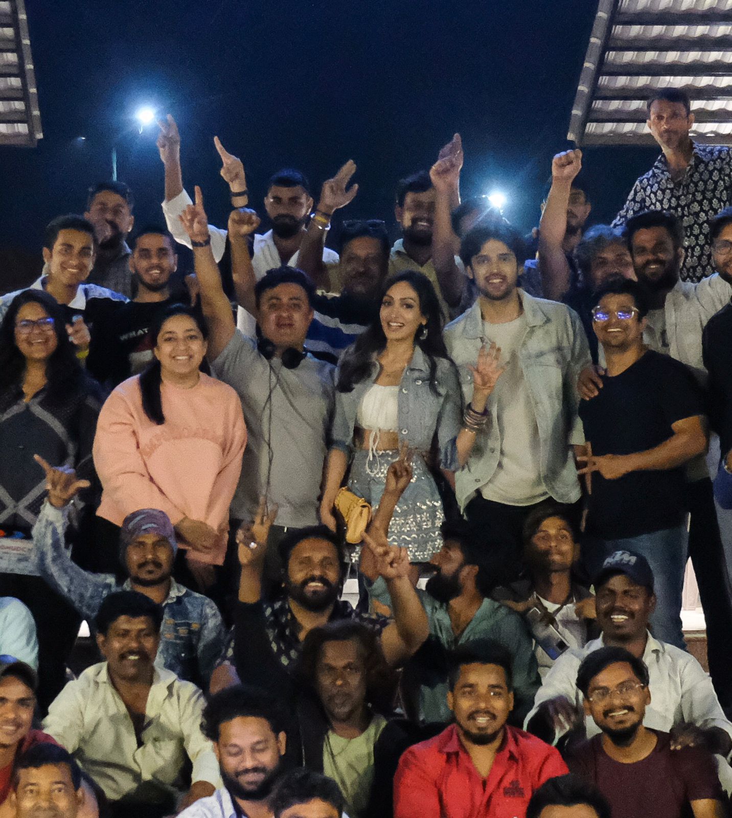 Nidhi Dutta, Binoy Gandhi, Khushalii Kumar, and Parth Samthaan with the Ghudchadi crew