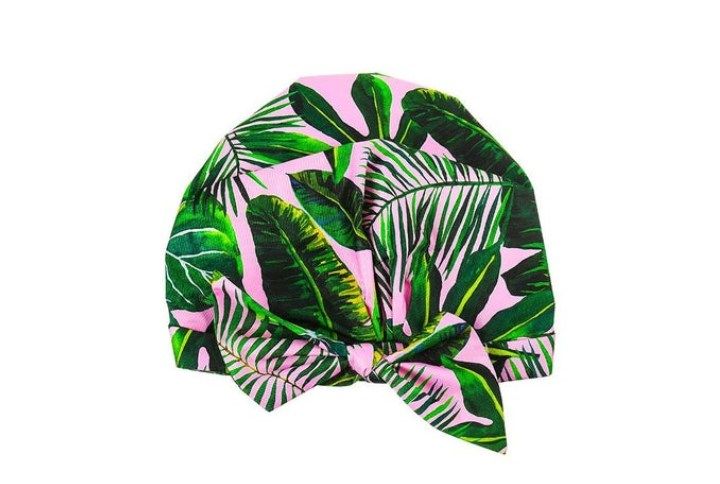 Cellies Curls, Palm Tree Print Pink Reusable Shower Cap (source: www.etsy.com)