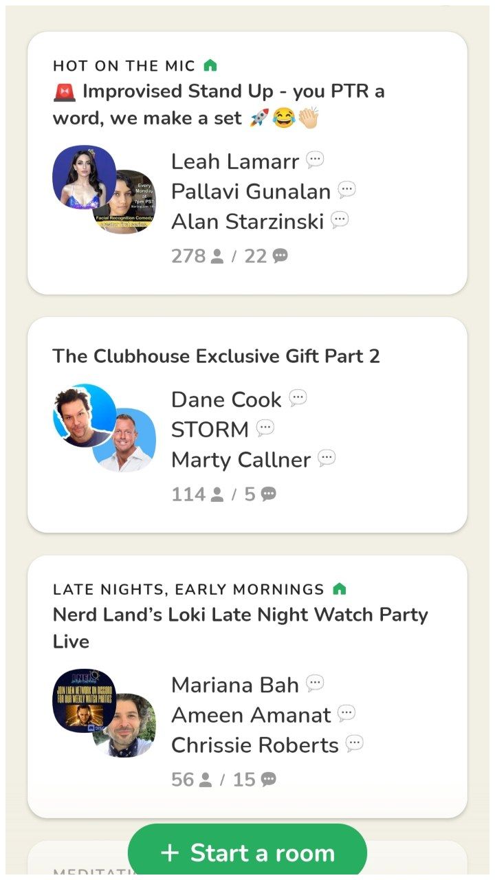 Various topics of discussion (Source: Clubhouse App)