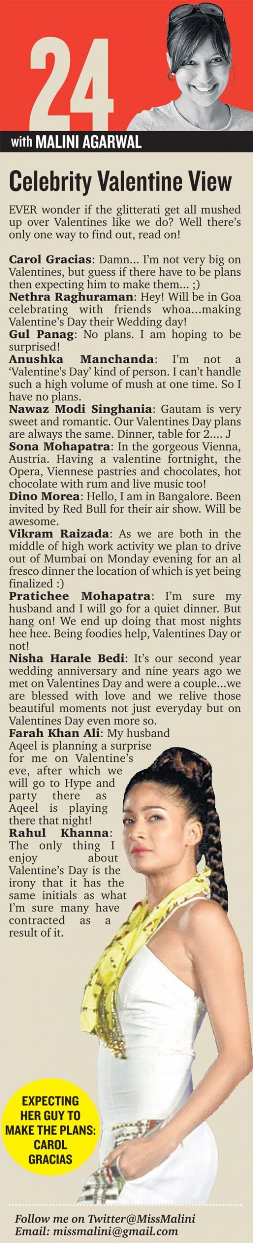 MissMalini in MidDay – Mumbai 24 – Celebrity Valentine View