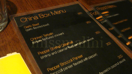 China Box menu