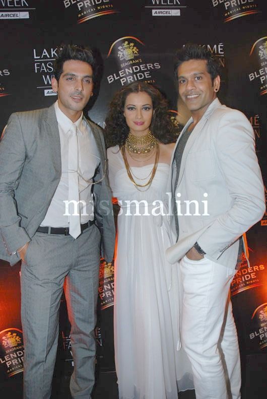 Zayed Khan and Dia Mirza with Rocky S at his post show party