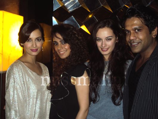 Dia Mirza and designer Gauri Bubber with a friend and Rock S.