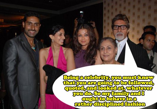 Abhishek Bachchan, Shweta Nanda, Aishwarya Rai Bachchan, Jaya Bachchan, Amitabh Bachchan | Photo: bollycurry.com