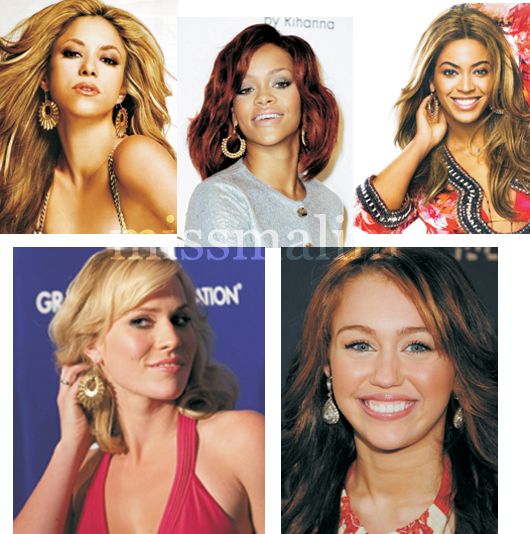 Shakira, Rihanna, Beyonce, Miley Cyrus and Natasha Bedingfield in Amrapali Jewels