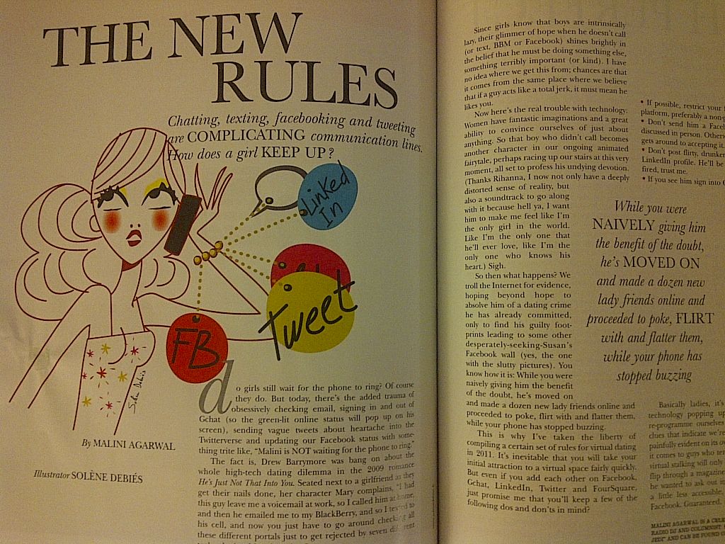 MissMalini’s Feature on “The New Rules of Dating” Elle Magazine March 2011, Check it Out!