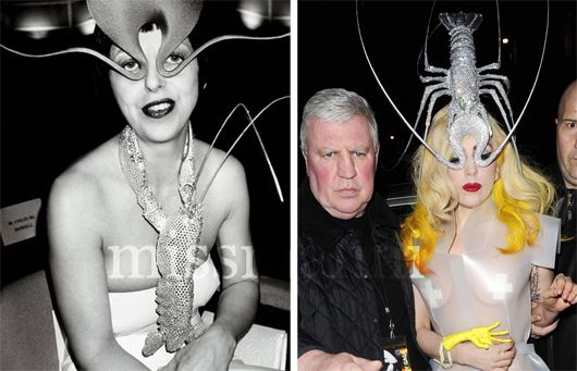 Isabella Blow and Lady Gaga wear lobster accessories
