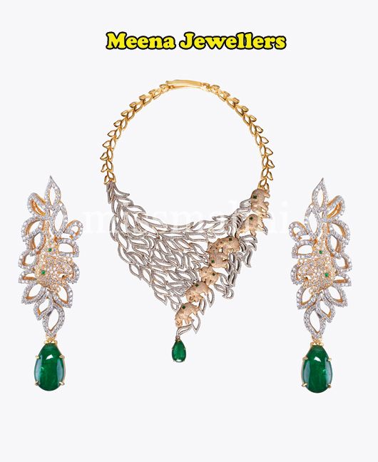 Meena Jeweller's Zambian Emerald necklace and earrings