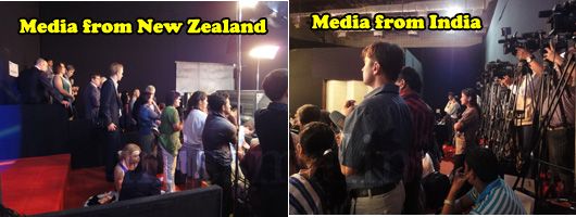 Media from both countries covering the event