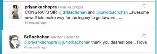 @priyankachopra and @SrBachchan