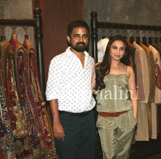 Sabyasachi Mukherjee with Rani Mukherjee at his boutique in Bombay