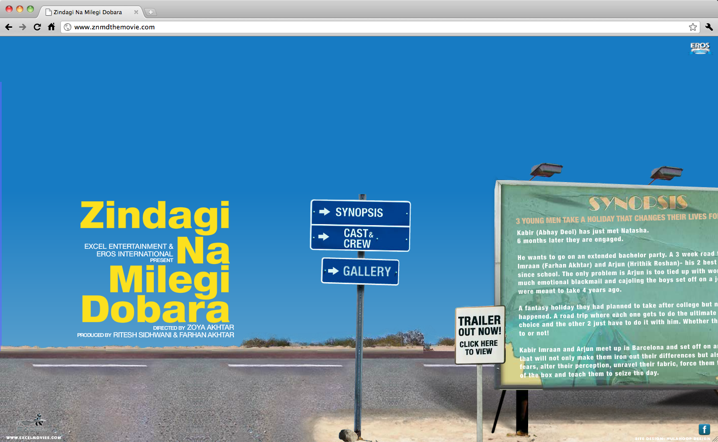HulaHoop Design’s Cool Webspace for Zindagi Na Milegi Dobara.