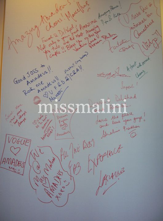 celebrity comments on a board at the exit