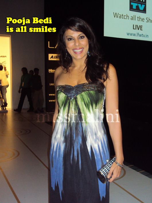 Pooja Bedi poses for us on the ramp, post the show