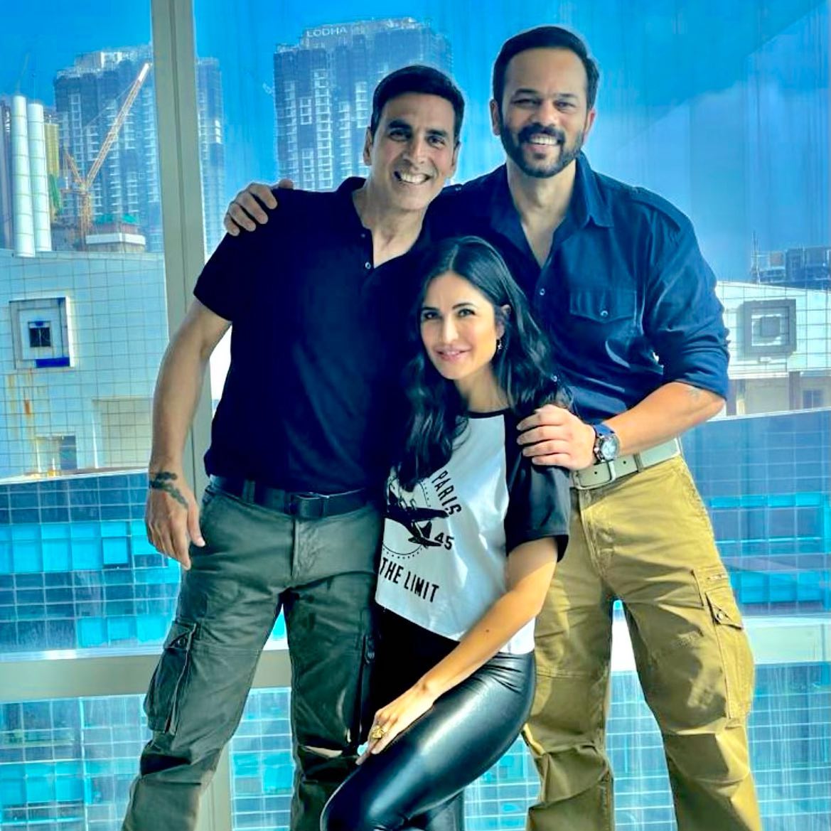 Akshay Kumar and Katrina Kaif with Rohit Shetty