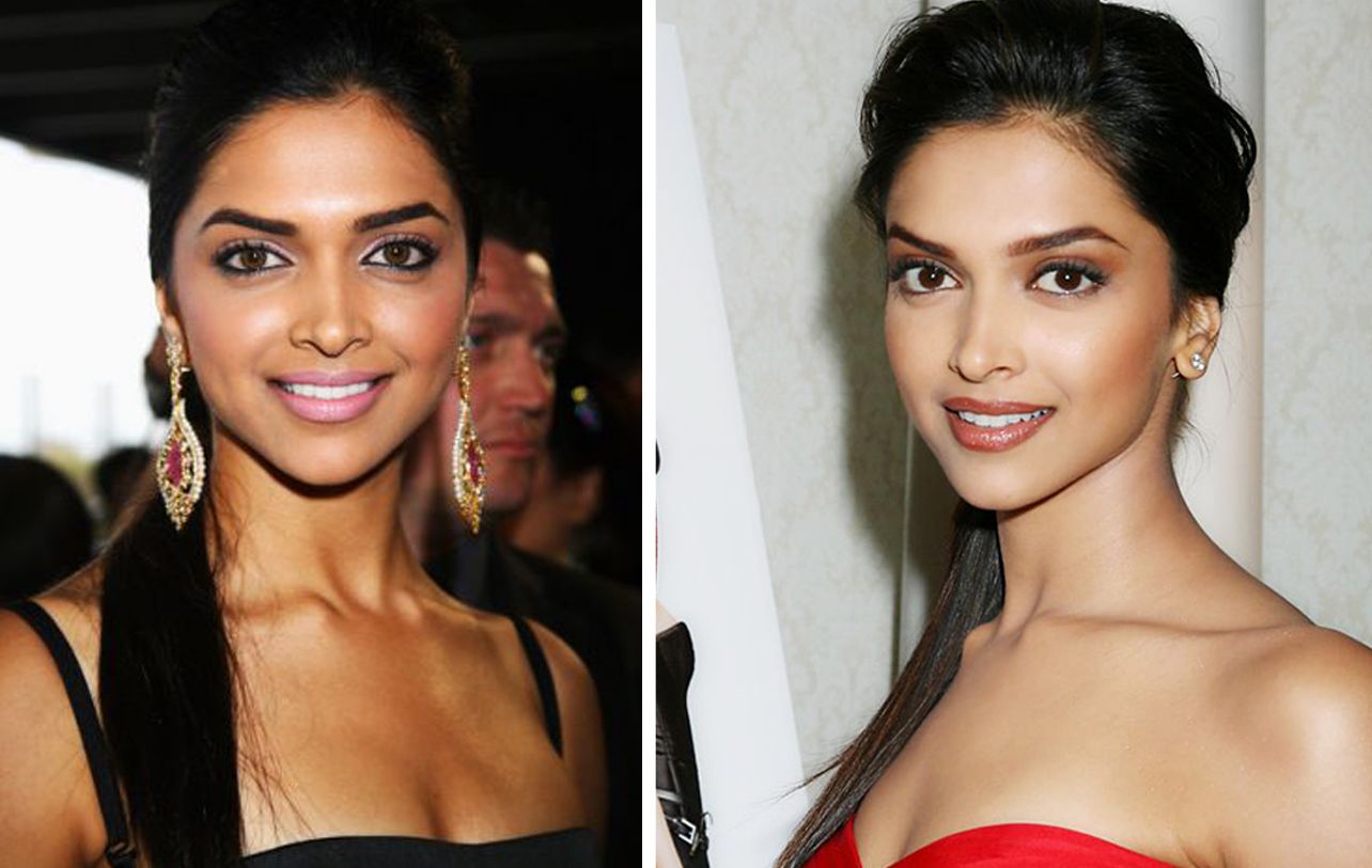 Deepika goes neutral - arched eyebrows, strong eyeliner, nude lips and soft blush