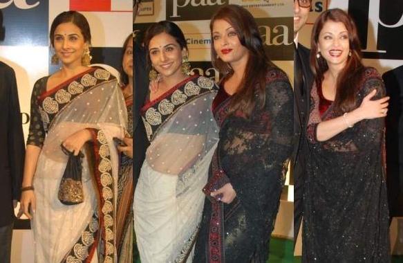 Vidya Balan & Aishwarya Rai Bachchan | photo courtesy: blog.cbazaar.com