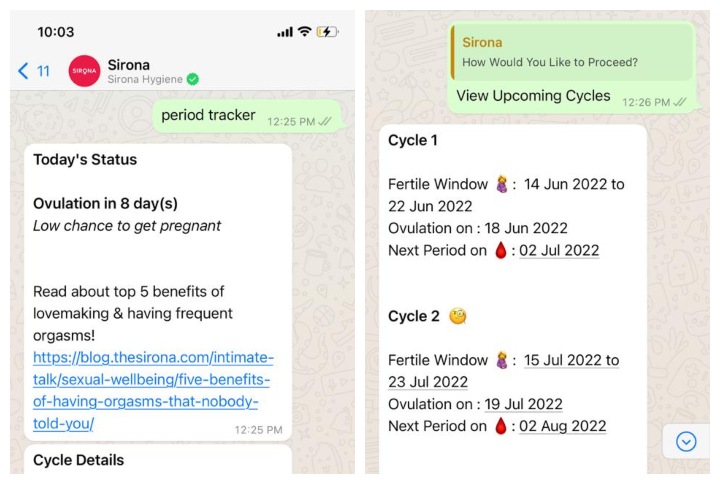 Sirona Launches First Period Tracker On WhatsApp
