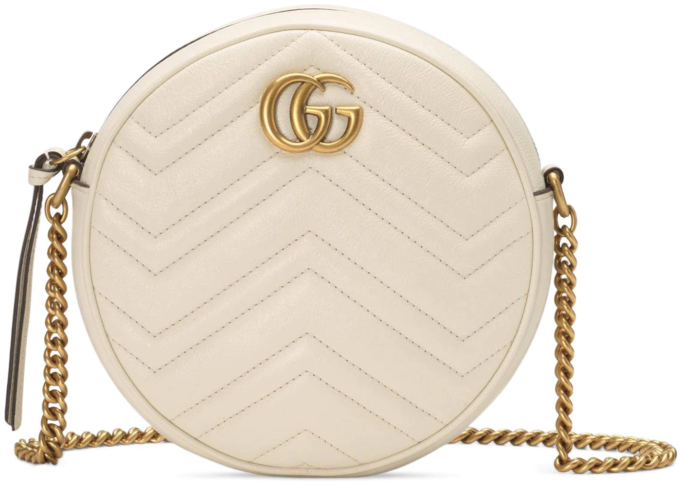 White Gucci Marmont Round-Shoulder Bag Mini | Available on www.gucci.com for ₹1,12,000