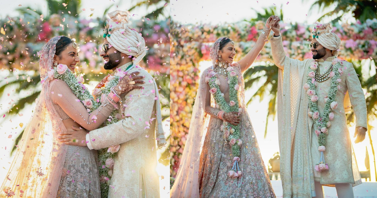 Rakul Preet Singh-Jackky Bhagnani Rock Pink, Ivory Hued Wedding Outfits On Their Big Day