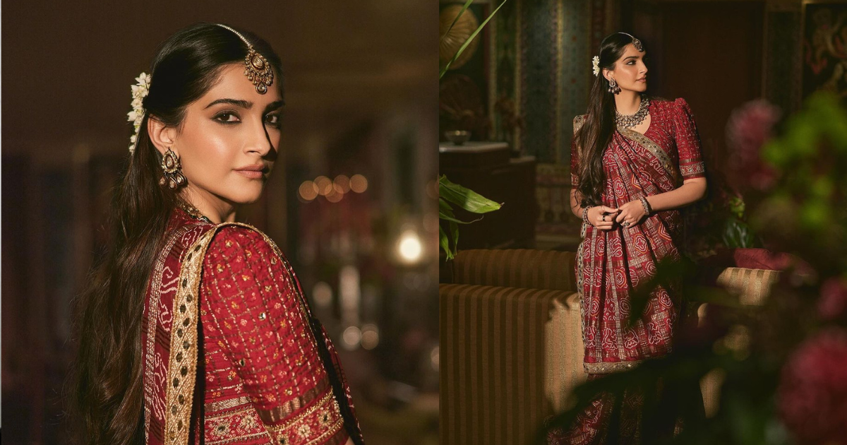Sonam Kapoor Redefines Ethnic Style In Her Mom’s 35-Year-Old Red Gharchola Saree