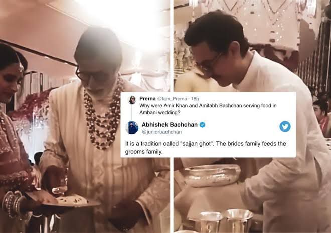 Amitabh Bachchan a& Amir Khan Serving Food at Isha Ambani Wedding