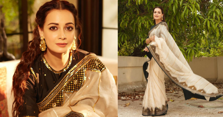 Dia Mirza’s Beige And Black Organza Saree Worth Rs 44K Serves Ethnic Style Goals!
