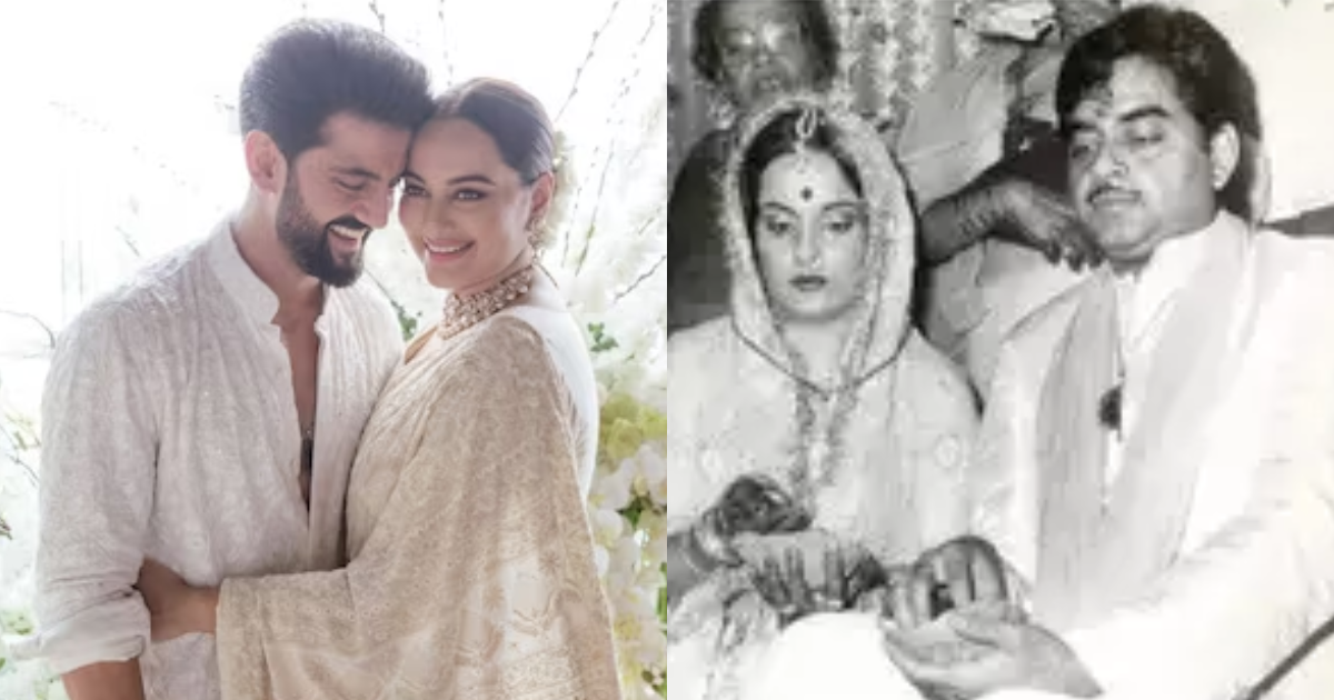 Sonakshi Sinha Stuns In Mother&#8217;s 44 Year Old Ivory Saree And Jewellery For Her Wedding With Zaheer Iqbal