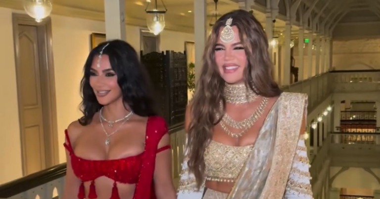 Video: Kim Kardashian, Khloe Kardashian Stun In Custom Made Manish Malhotra Outfits For Anant Ambani, Radhika Merchant’s Wedding